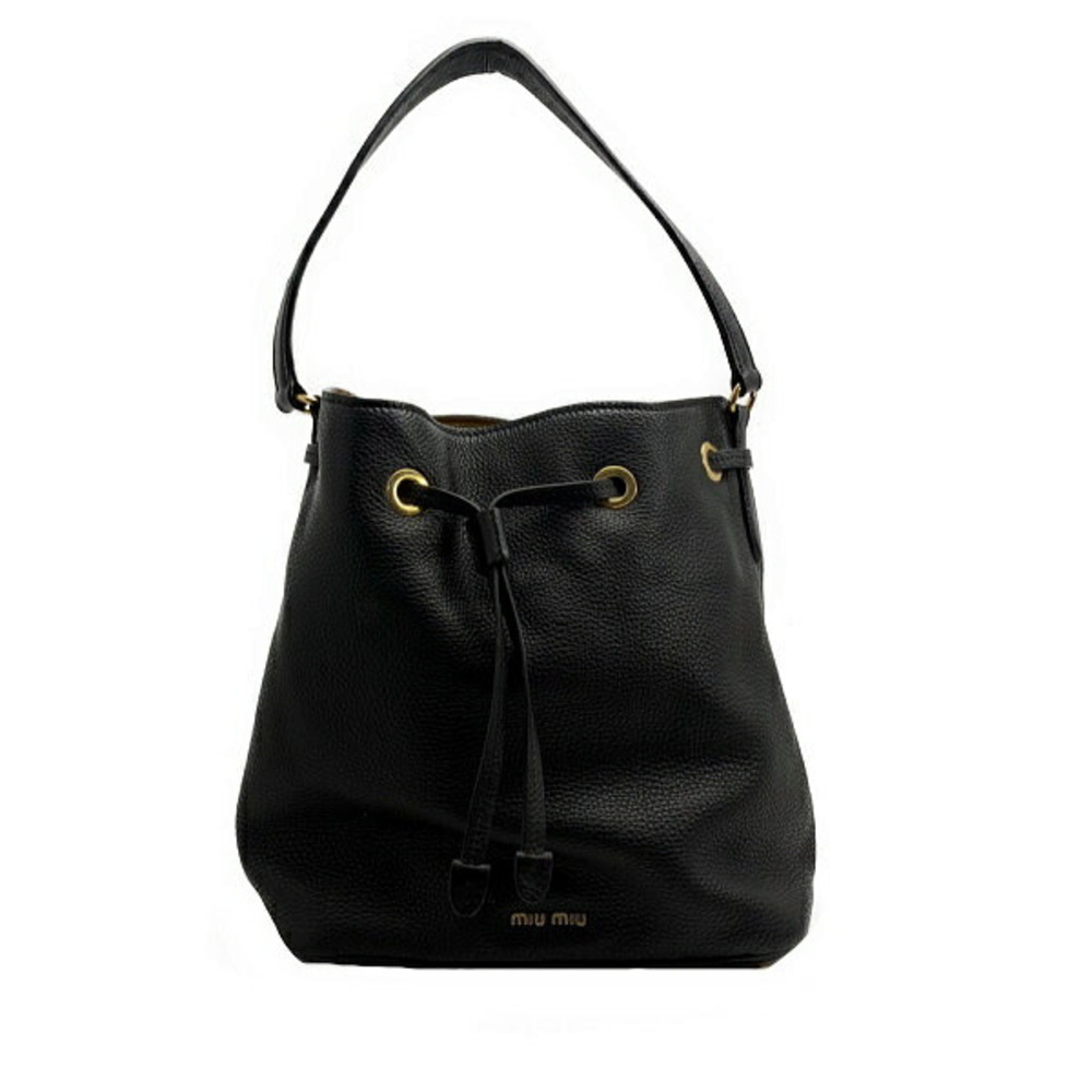 Miu Miu Shoulder Bag Drawstring Shoulder Leather … - image 1